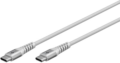Kábel USB 2.0 Typ C CM/CM 1m, High Speed, Power Delivery 60w 20V3A, textilný oplet, biely