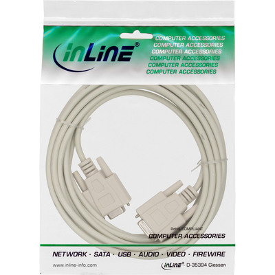 Kábel linkový 9pin F/F 5m, null modem, prepojovací, béžový