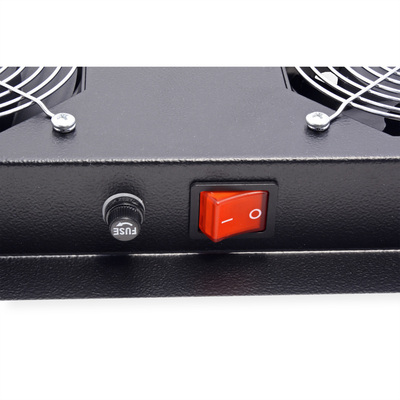 19" Ventilačná jednotka, stropná, 4 vetráky, s termostatom, čierna, RAL9005