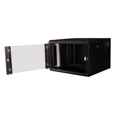 19" Rack na stenu 7U, čierny, 418x600x600mm (HxWxD), RAL9005, PRO, otočný (2-dielny)