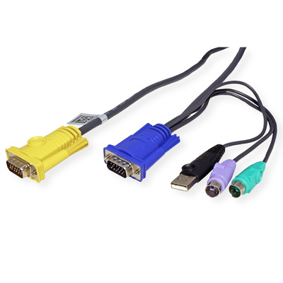 Sada káblov pre KVM VGA - SPHD M/M, PS2 M, USB-A M, HYBRID, 1.8m
