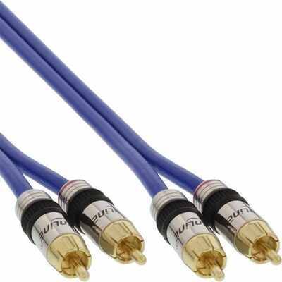 Kábel Cinch 2x audio M/M 0.5m, modrý, pozl. konektor, Premium