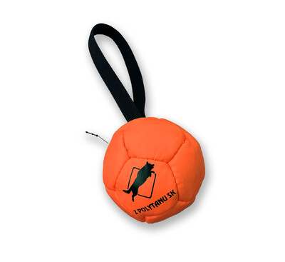 Lopta FUN "futbalová" s priemerom 8cm, s uškom, ekokoža, oranžová
