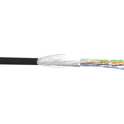 S/FTP lanko PVC 100m cat.5e, AWG26, 100Mhz, 1000Base-T, čierny, pomedený