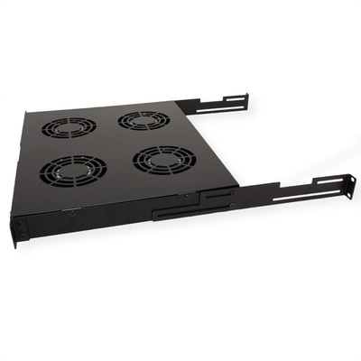 19" Ventilačná jednotka, 4 vetráky, 1U, s termostatom, čierna