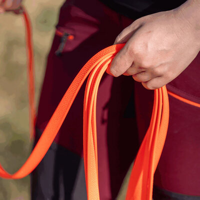 Vodítko stopovacie bez uška pogumované, Footballgrip, 16mm/5m, nerezová karabína, oranžové, HS
