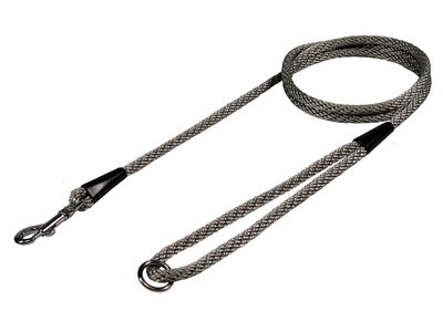 Vodítko ŠPIRÁLA s uškom, 6mm/1.5m, chrómová karabína, lanko, čierne