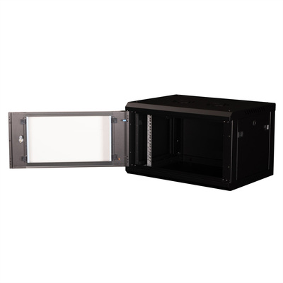 19" Rack na stenu 6U, čierny, 379x600x450 mm (HxWxD), odnímateľné bočnice