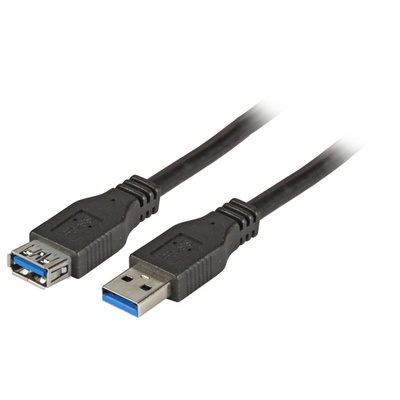Kábel USB 3.2 Gen 1, A-A M/F 3m, 5Gbps, čierny, predlžovací, Premium