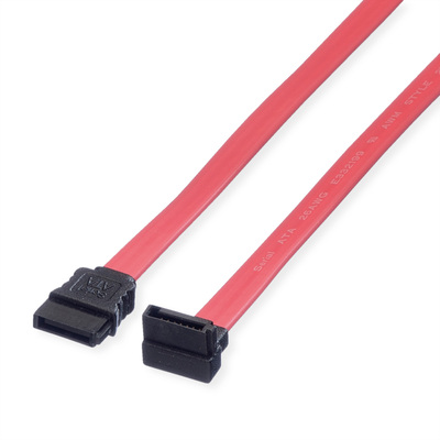 Kábel SATA III M/M 0.5m, zahnutý, 6 Gbit/s, červený