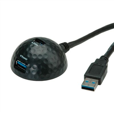 Kábel USB 3.2 Gen 1, A-A M/F 1.5m, 5Gbps, predlžovací, čierny, ťažítko s magnetom
