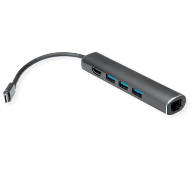 Dokovacia Stanica USB Typ C, HDMI, 3xUSB-A, LAN, 4K@30Hz, 0.15m