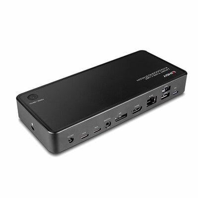 Dokovacia Stanica/KVM prepínač USB Typ C, HDMI/DP, Dual Head, USB, LAN, audio, PD 100W/65W, 4K@60Hz