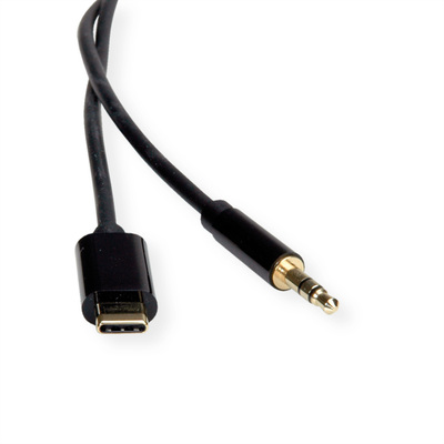 Kábel USB 3.1 Typ C na 3,5mm stereo M/M 0.8m, pozl. kon., čierny
