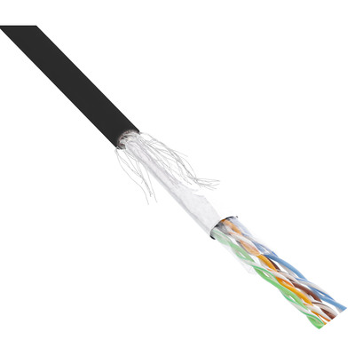 S/FTP lanko PVC 100m cat.5e, AWG26, 100Mhz, 1000Base-T, čierny, pomedený