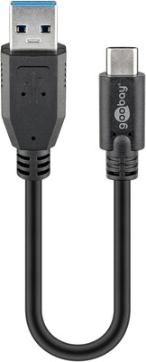 Kábel USB 3.2 Gen 1, AM/CM Typ C 0.15m, 5Gbps, čierny