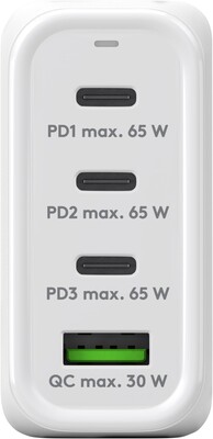Nabíjačka USB 230V 4port, 1xUSB A, 3xUSB Typ C, 68W, Power Delivery, GaN, čierna