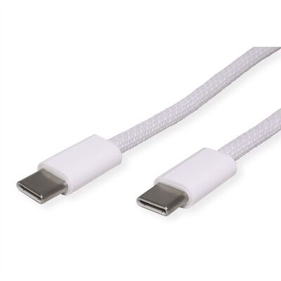 Kábel USB 2.0 Typ C CM/CM 1m, High Speed, Power Delivery 60w 20V3A, oplet, biely