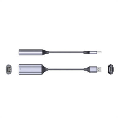 Adaptér USB 3.2 Gen 2 (A) na RJ45 (5 Gigabit Ethernet), 13cm, čierny/sivý