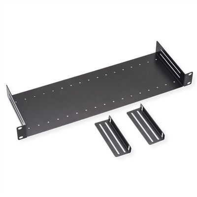 19" Polica 150mm, max. 6kg, s 2 nastaviteľnými deliacimi priečkami, 1U, čierna