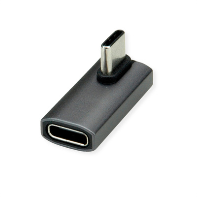 Adaptér USB 4 Gen 3x2, Typ C CM/CF, zahnutý/otočený 90° (do prava/ľava), 40Gbps, PD 240W sivý/čierny