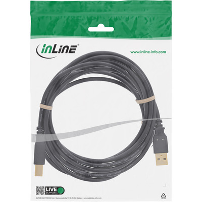 Kábel USB 2.0 A-B M/M 10m, High Speed, čierny, pozl. konektor