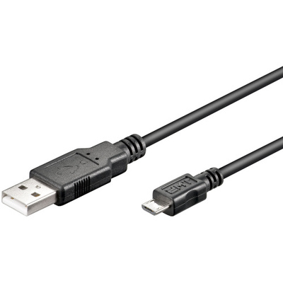 Kábel USB 2.0 A/MICRO-B M/M 3m, High Speed, čierny