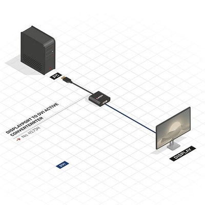 Adaptér DisplayPort/DVI M/F, 16cm čierny, Aktívny 1920x1200@60Hz