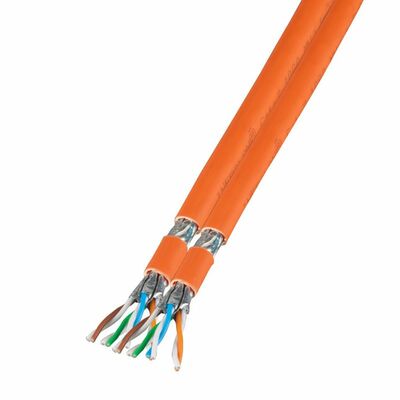 S/FTP (PiMF) drôt LSOH 500m cat.7, CPR Dca, AWG23, 1000Mhz, 10GBase-T, oranžový, meď, Dvojitý 