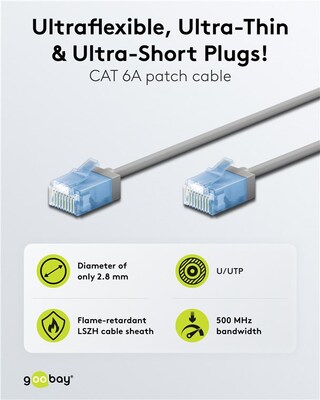 UTP Patchkábel LSOH TPE 10m cat.6a, sivý, slim, Cu, Flex Cable, Eco obal