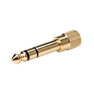 Adaptér 3.5mm stereo/6.35mm stereo F/M, Gold