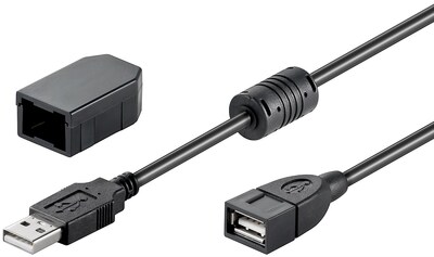 Kábel USB 2.0 A-A M/F 2m, High Speed, predlžovací, čierny, "krytka"