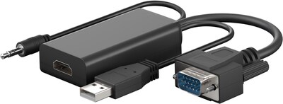 Konvertor VGA+audio na HDMI - USB napájanie, 1080p, 15cm čierny