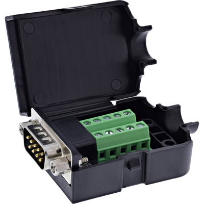 Konektor D-SUB 9 pin samec - 2 radový, skrutkovacia zbernica, krytka, čierny