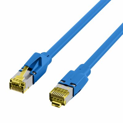 S/FTP (PiMF) Patchkábel LSOH, 0.5m cat.6a, modrý, Cu, Draka UC900 s TM31