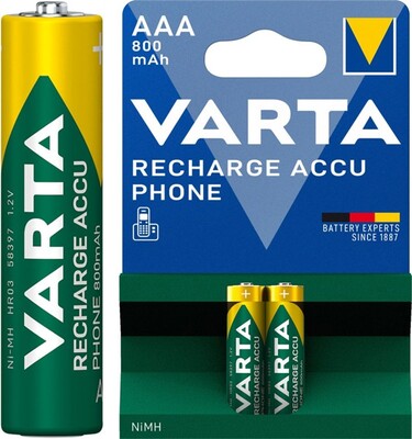 Batéria VARTA RTU nabíjacia AAA (2ks) 1.2V 800mAh NiMH (HR03 58389) 2BL