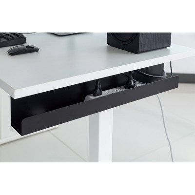 Káblový organizér, žľab na káble pod stôl, oceľ, 600x76x114mm (DxHxV), čierny