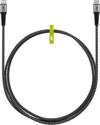 Kábel USB 3.2 Gen 1, Typ C CM/"Lightning" pre Apple, 2m, High Speed, čierny/sivý s MFI cert.