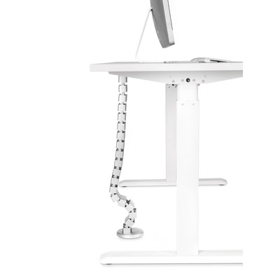 Káblový organizér CUBE "chrbtica", 4 komorový, 128cm, montáž k stolu, sivý
