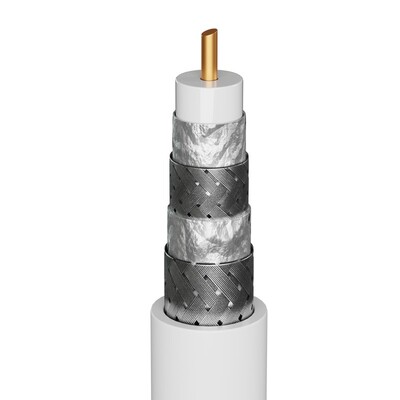 Kábel satelitný, koax F-konektor M/M 1m, 75 Ohm, 135dB, 4x tienený, Cu, čiernz, pozl. konektor
