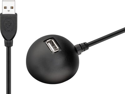 Kábel USB 2.0 A-A M/F 1.5m, High Speed, predlžovací, čierny, ťažítko