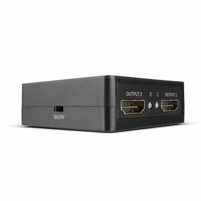 Video distribútor/splitter HDMI 1IN/2OUT UHD 4K (60Hz) 18G, čierny, napájanie micro USB, Kompakt