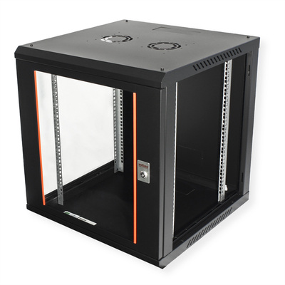 19" Rack na stenu 12U, čierny, 645x600x600mm (HxWxD), odnímateľné bočnice