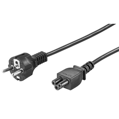 Kábel sieťový 230V, vidlica (CEE7/7) priama - C5, 2m, 0.75mm², 2.5A, čierny