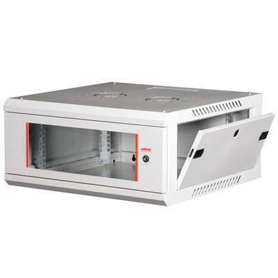 19" Rack na stenu 4U, sivý, 290x600x600mm (HxWxD), odnímateľné bočnice