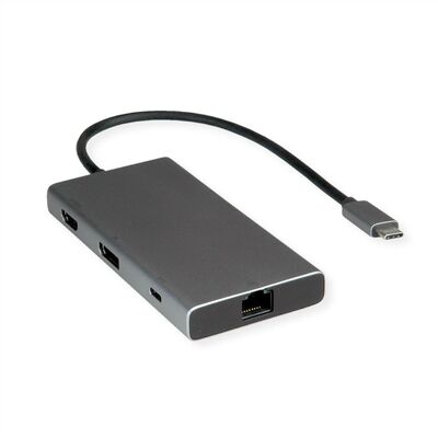 Dokovacia Stanica USB Typ C, HDMI+DisplayPort, 2xUSB-A, 2xUSB-C, LAN, PowerDelivery, 4K@60Hz, 0.2m