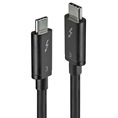 Kábel Thunderbolt 3 (USB 3.1 Typ C) M/M 0.5m, 40GBit/s (Power Delivery 20V5A), čierny