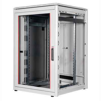 19" Rack na podlahu 22U, 1164x800x800mm (HxWxD), PRO, sklenené dvere, sivý