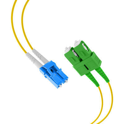 Fiber kábel LC-SC/APC, 3m Duplex OS2(9/125µm), LSOH, 2mm, žltý