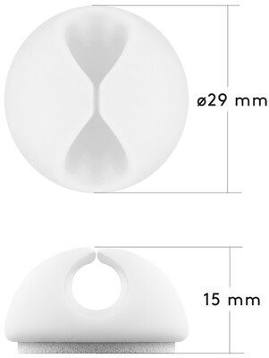 Káblový organizér, samolepiacia príchytka, ⌀7.8mm, 5ks/bal, biely